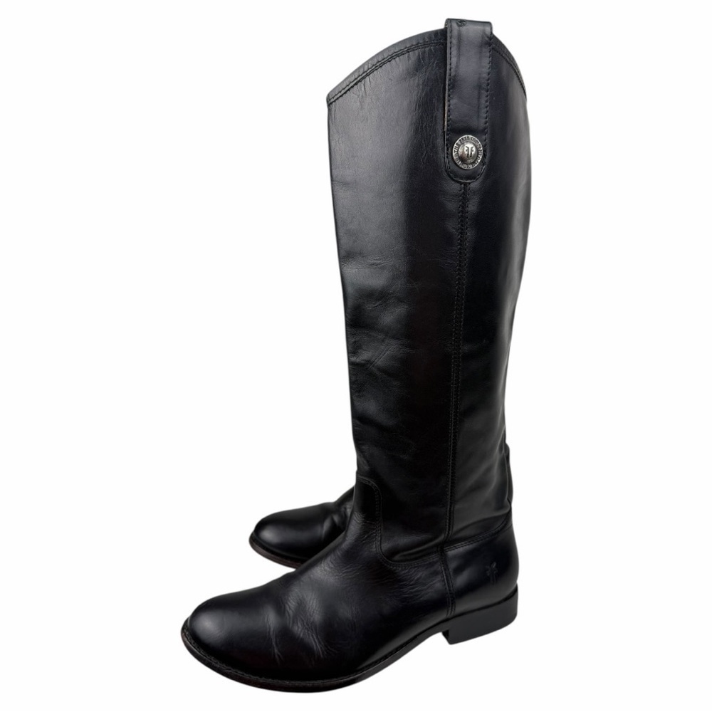 Frye Women's Leather Melissa Lug Button Knee-High Boots In Black Size 6.5B - Picture 7 of 10